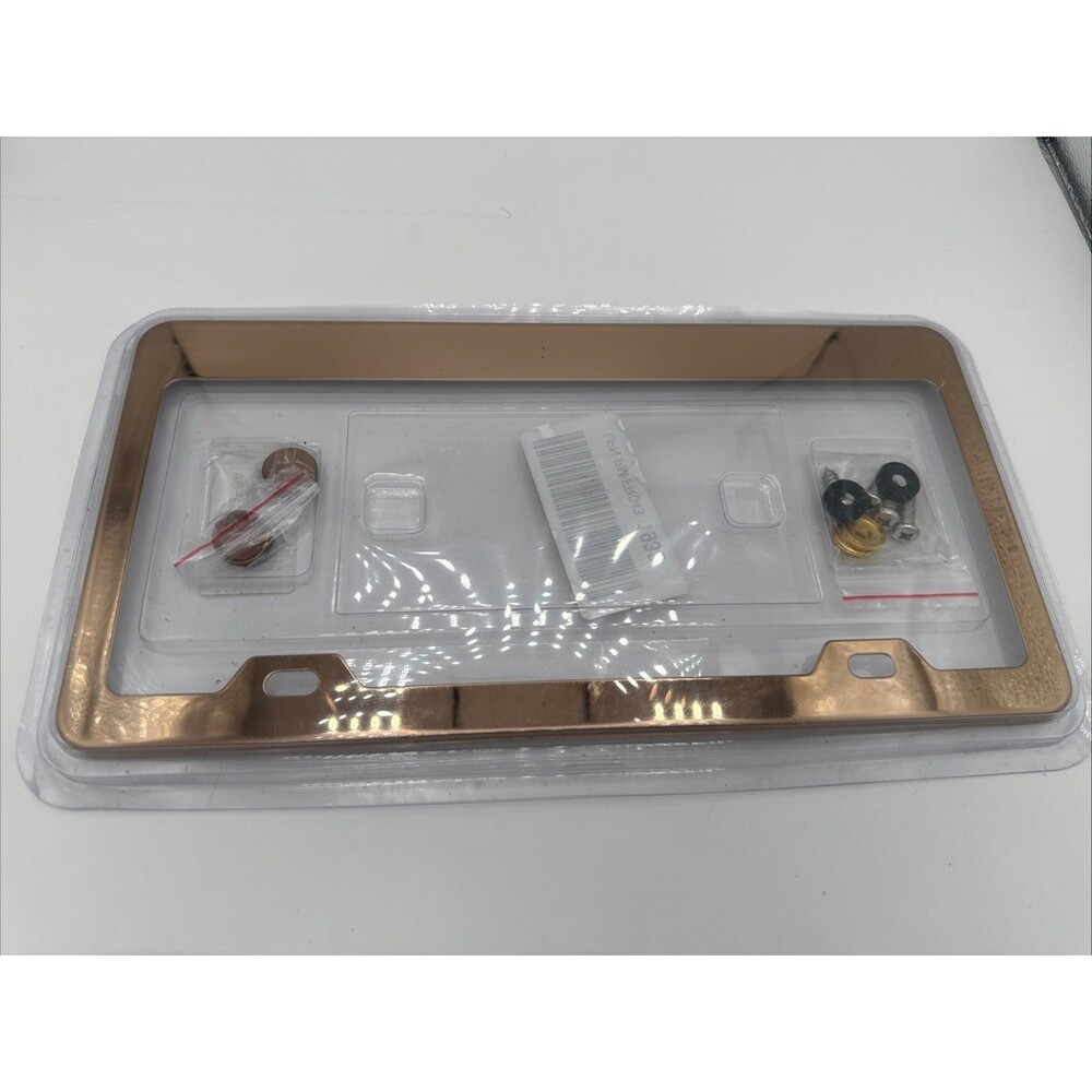 T304 Stainless Steel License Plate Frame, Universal Fit, Screws (Rose Gold)